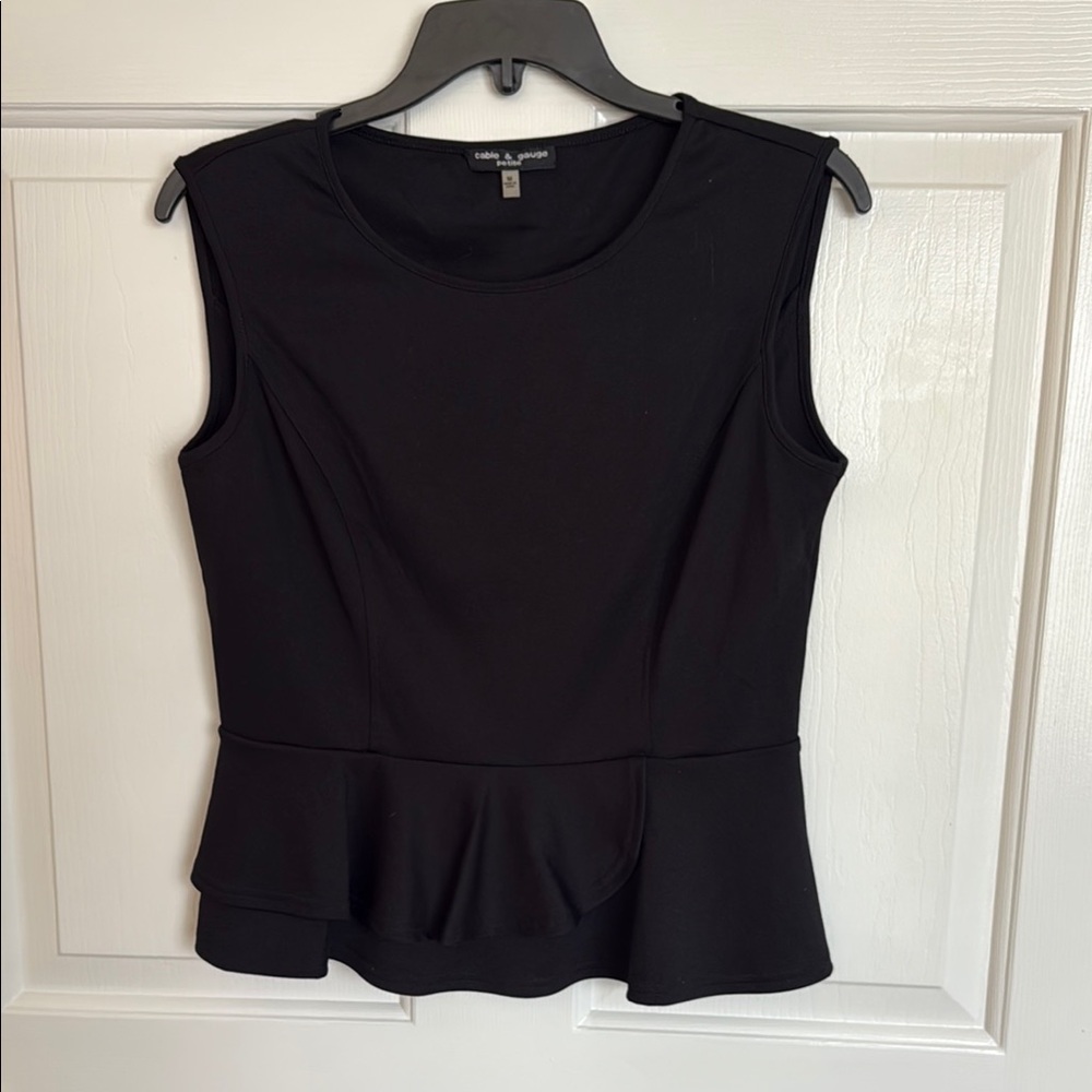 Cable & Gauge Black Sleeveless Peplum Blouse
